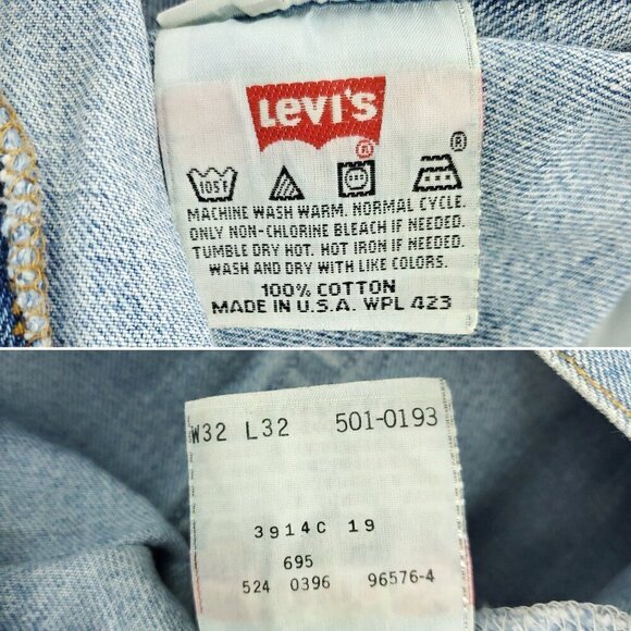 Levi's 501 Button Fly Jeans Vintage 90s USA Heavily Worn Grunge Denim 32x32 - Picture 4 of 12